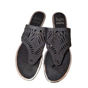 Impo Black Woven Thong Sandals